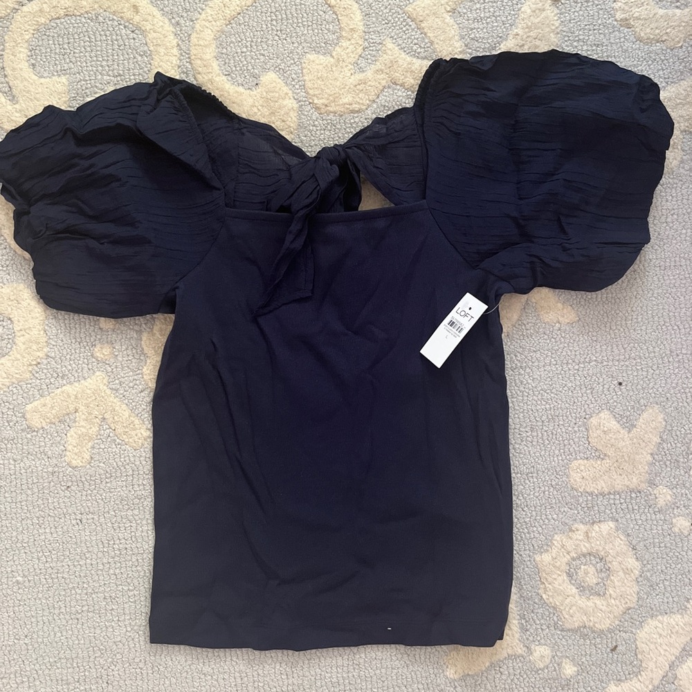 NWT Loft Navy Blue Short Sleeve Shirt
